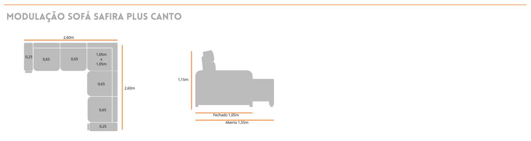 ESTOFADO SAFIRA PLUS CANTO - Specifications